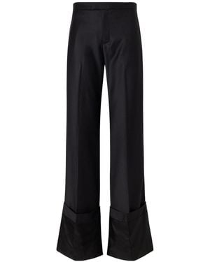 Jean Paul Gaultier Wool-Twll Wide-Leg Pants - Black