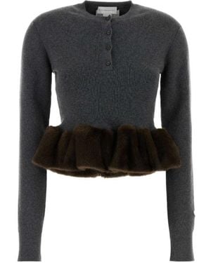 Stella McCartney Fff Trim Peplum Knitted Sweater - Black