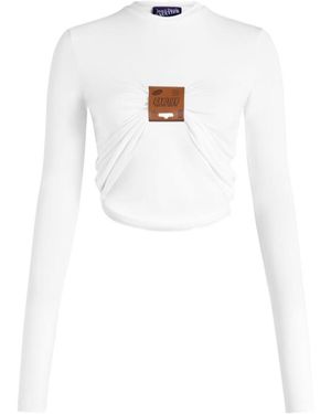 Jean Paul Gaultier Ruched Crewneck Top - White