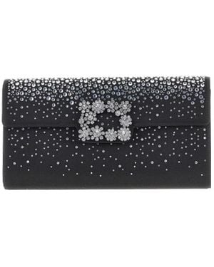 Roger Vivier Efflorescence Crystal-Embellished Clutch Bag - Black
