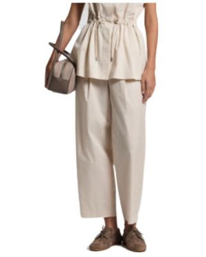 Peserico Elasticated-Waist Straight Leg Trousers - Natural
