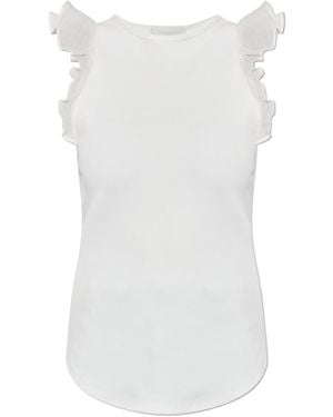 Zimmermann Awaken Ruffled-Trim Ribbed Tank Top - White