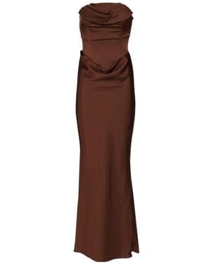 ROTATE BIRGER CHRISTENSEN Draped Strapless Maxi Dress - Brown