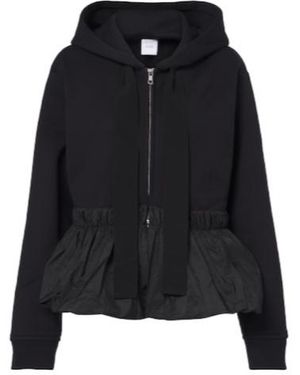 Patou Peplum Cotton Zip-Up Hoodie - Black
