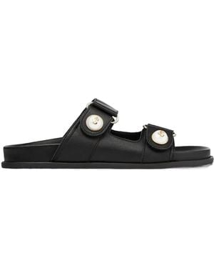 Jimmy Choo Fayence Embellished Leather Slides - Black
