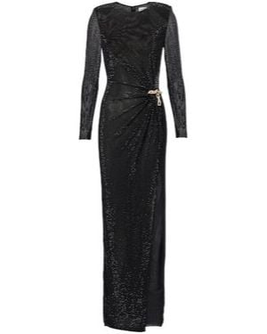 Self-Portrait Rhinestone-Embellished Mesh Maxi Dress - Black