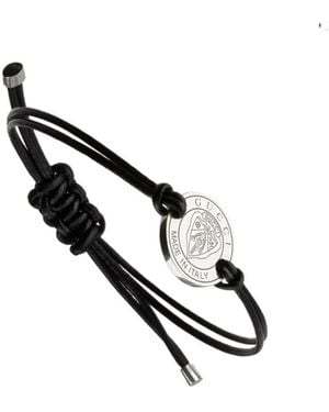 Gucci Crest Leather Cord Bracelet With Charm - White
