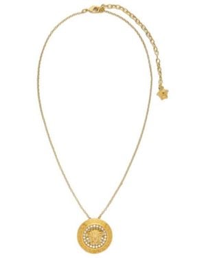 Versace Embellished Pendant Necklace - Metallic