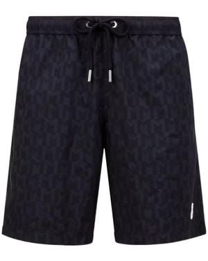 Moncler Monogram Printed Swim Shorts - Blue