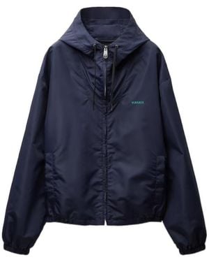 Versace Embroidered Nylon Windbreaker - Blue