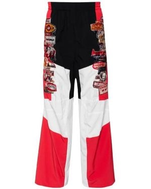 Doublet Patchwork Design Joggers - Red