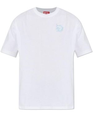 DIESEL Jersey T-Shirt With Flocked Print - White