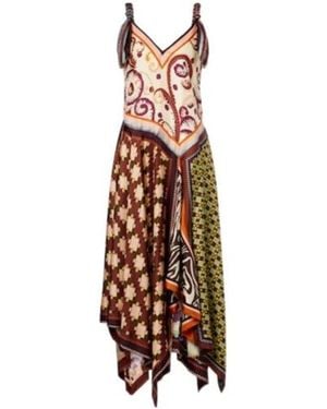 ALÉMAIS Wilson Asymmetric Silk Twill Midi Dress - Brown