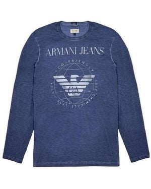 Armani Jeans Logo Details Long-Sleeved T-Shirt - Blue