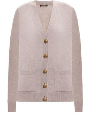 Balmain Long-Sleeved Knitted Cardigan - Pink