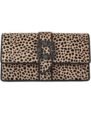 Manolo Blahnik Leopard-Print Calf Hair And Leather Clutch - Black