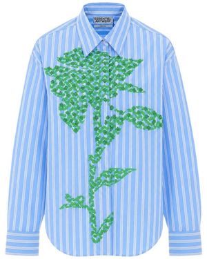 Essentiel Antwerp Kdot Embroidered Striped Shirt - Blue