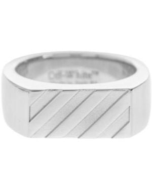 Off-White c/o Virgil Abloh Diagonal Plaque Signet Ring - White