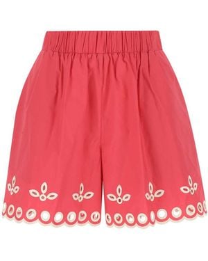 RED Valentino Lace Perforated Shorts - Red