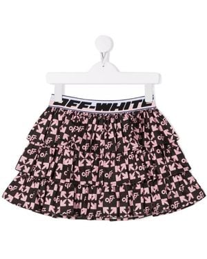 Off-White c/o Virgil Abloh Monogram-Print Ruffle Skirt - Red
