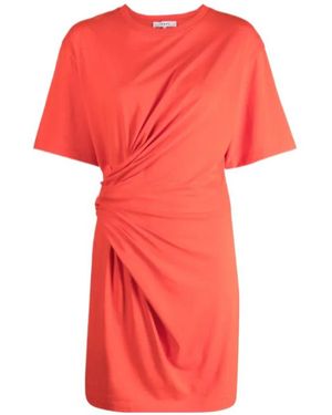 FRAME Short-Sleeve Ruched-Detail Minidress - Red