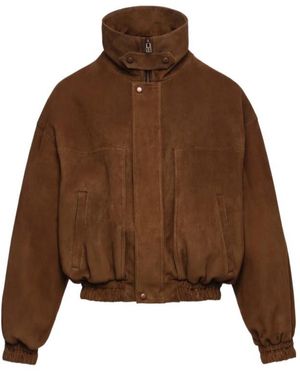 Magda Butrym Suede Bomber Jacket - Brown