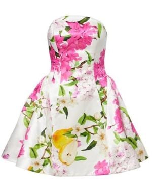 Leo Reese Floral Linen And Silk Minidress - Pink