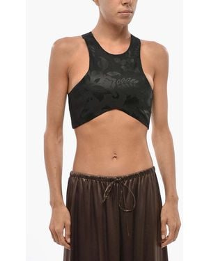 Dries Van Noten Cropped Top With Anthemis Print - Black