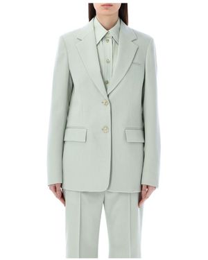 Lanvin Logo Lapel Wool Blazer - Gray