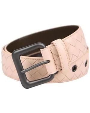 Bottega Veneta Knit Buckle Ring Hole Eye Belt - White