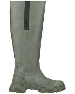 Ganni Solid-Colored Thick-Soled Boots - Green