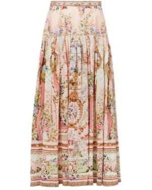CAMILLA Gathered Linen And Silk Maxi Skirt - Natural