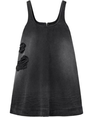 Simone Rocha Distressed Embellished Denim Mini Dress - Black