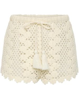 Posse Saskia Crochet Drawstring Shorts - Natural