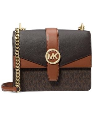 Michael Kors Greenwich Small Color-Block Signature Logo Crossbody Bag - Brown
