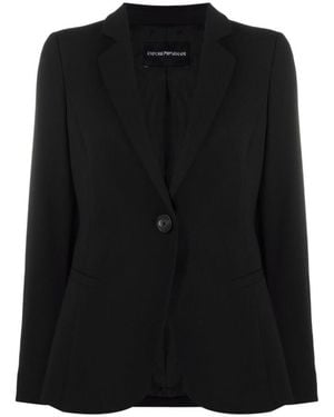 Emporio Armani Notched-Lapel Single-Breasted Blazer - Black