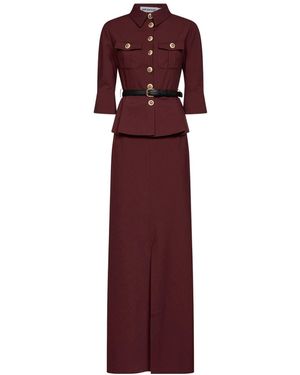 Self-Portrait Twill Maxi Dress - Red