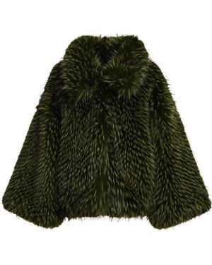Essentiel Antwerp Kastanje Oversized Faux Fur Coat - Green