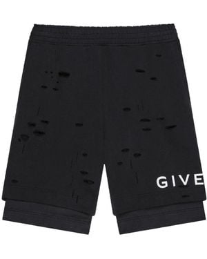 Givenchy Archetype Destroyed Effect Detailed Shorts - Black