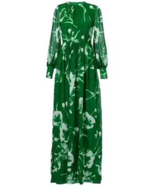 Erdem Floral Silk Voile Gown - Green