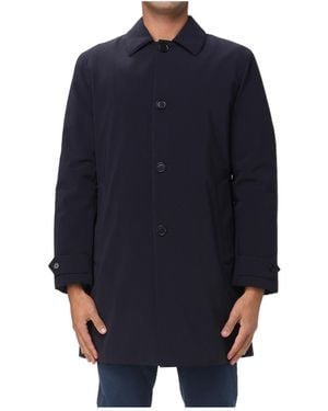 Aspesi Single-Breasted Long-Sleeved Trench Coat - Blue