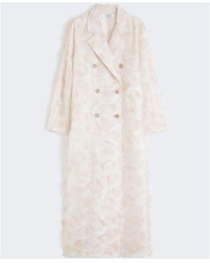 Max Mara Double-Breasted Jacquard Coat - White