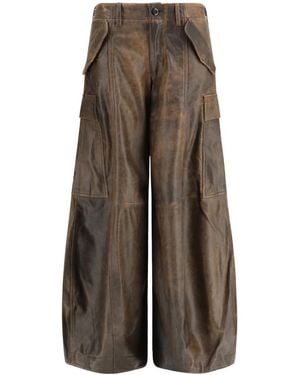 R13 Leather Cargo Pants - Brown
