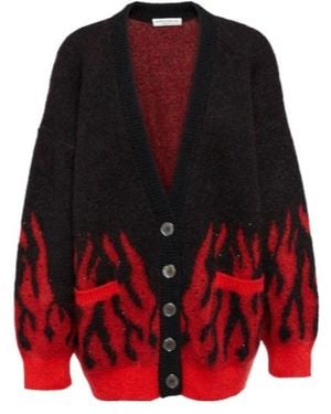Alessandra Rich Embellished Mohair-Blend Jacquard Cardigan - Red