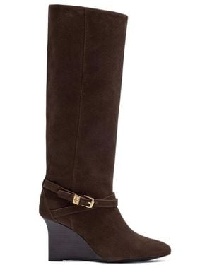 Ganni Wedge Strap Knee-High Boots - Brown