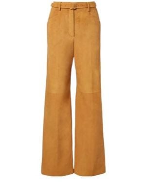 Gabriela Hearst Norman Belted Suede Wide-Leg Pants - Natural