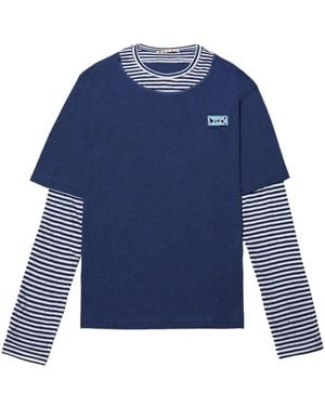 Marni Layered Stripe Long-Sleeve T-Shirt - Blue