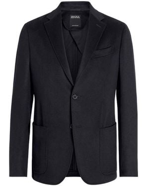 ZEGNA Single-Breasted Suit Jacket - Blue