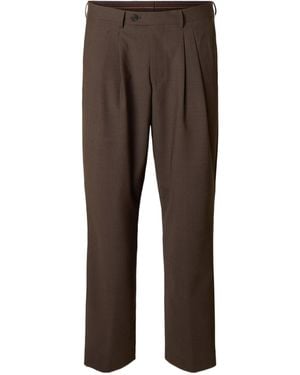 SELECTED Relaxed Fit Suit Pants - Brown