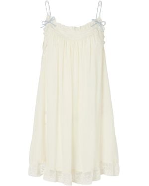 Doen Lace-Trimmed Silk Mini Dress - White